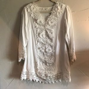 Swim suit cover up size small white lace